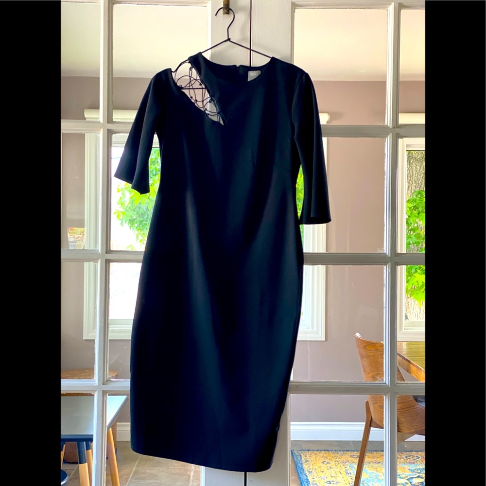 ASOS FORMAL BLACK DRESS. size 6. Fitted. shoulder lattice detail.